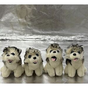 VTG Legends Siberian Husky Full Body 5" Plush Keychain Lot Of 4 Dog‎ Sled Y2K